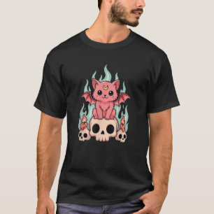 Camiseta Kawaii Pastel Gótico Cute Creepy Skeleton