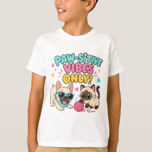 Camiseta Kawaii Paw-Sitive Vibes Amante de Animais