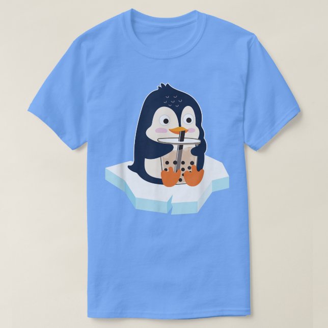 Camiseta Kawaii Penguin Bubble Tea Boba Tea Cute Penguin (Frente do Design)