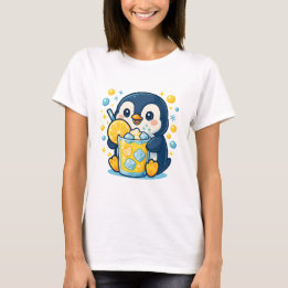 Camiseta Kawaii Penguin com Lemonade - Fita de Verão