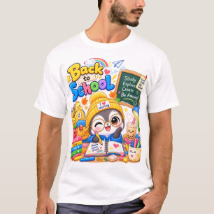Camiseta Kawaii Pinguim Volta às Aulas