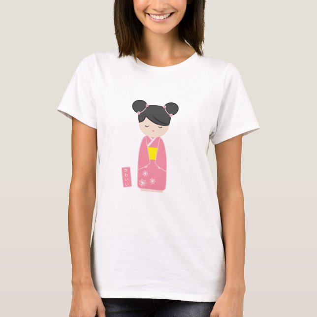 Camiseta Kawaii Pink Kokeshi (Frente)