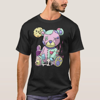Camiseta Kawaii Pink Pastel Goth Cute Creepy Teddy Bear Ani