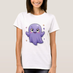 Camiseta Kawaii Purple Ghost T-Shirt Cute & Spooky