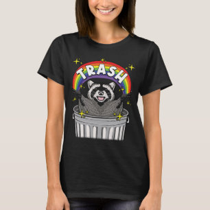 Camiseta Kawaii Raccoon Trash Rainbow