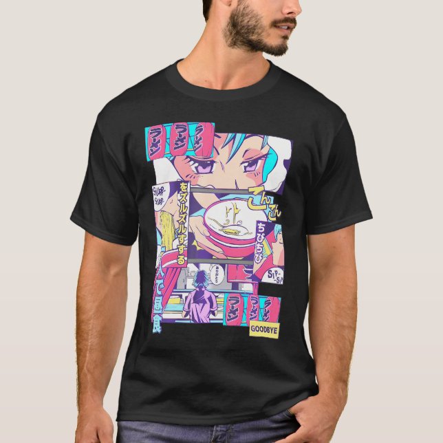 Camiseta Kawaii Ramen Anime Manga Girl Japonês 90 (Frente)