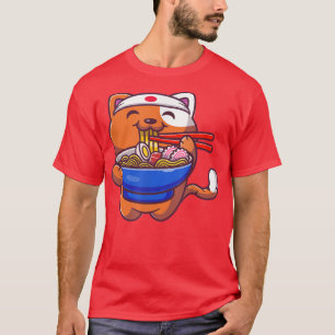 Camiseta Kawaii Ramen Cat Anime Comida Japonesa Adolescente