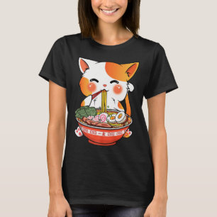 Camiseta Kawaii Ramen Cat Anime Comida Japonesa Girls Offic