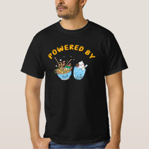Camiseta Kawaii Ramen & Cat Design Ramen Powered e Cat