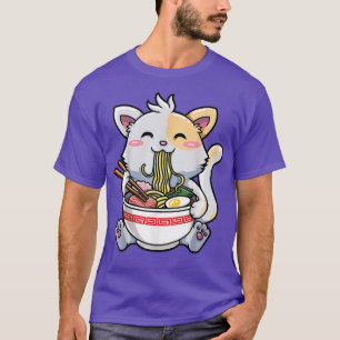 Camiseta Kawaii Ramen Cat Japanese Anime Apparel Cute Noodl