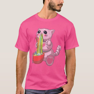 Camiseta Kawaii Ramen Cat, Kawaii Mecha Robot Cat Comendo R