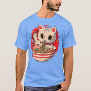 Camiseta Kawaii Ramen Cat Lover Japonês Neko Noodle Anime