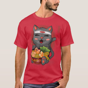 Camiseta Kawaii Ramen Cat, Névoa japonesa, anime engraçado