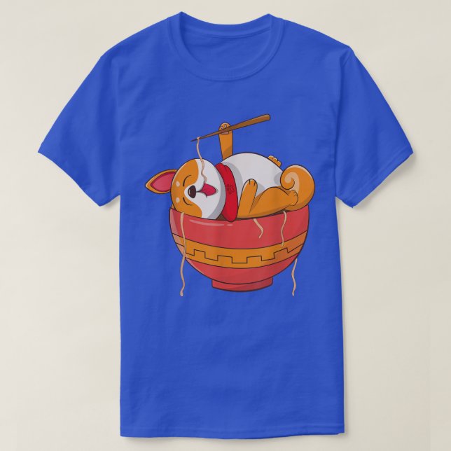 Camiseta Kawaii Ramen Cute Anime Dog Corgi Noodles Japonese (Frente do Design)