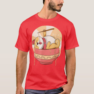 Camiseta Kawaii Ramen Cute Anime Dog Corgi Noodles Japonese