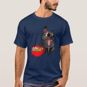 Camiseta Kawaii Ramen Cute Anime Dog Pug Japonês Noodles R