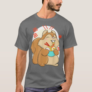 Camiseta Kawaii Ramen Cute Squirrel Noodles Japoneses 