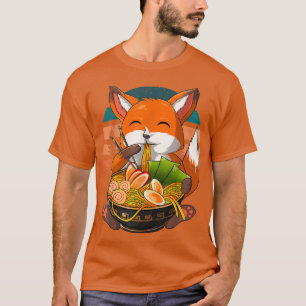 Camiseta Kawaii Ramen Fox, Japanese Neko Noodle Funny Anime