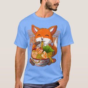 Camiseta Kawaii Ramen Fox, Japonês Neko Noodle Engraçado An
