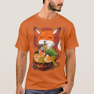 Camiseta Kawaii Ramen Fox, Japonês Neko Noodle Engraçado An