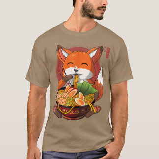 Camiseta Kawaii Ramen Fox, Japonês Neko Noodle Engraçado An