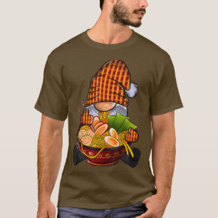 Camiseta Kawaii Ramen Gnome, Japonês Neko Noodle Funny Ani
