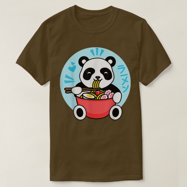 Camiseta Kawaii Ramen Instant Noodles Anime Panda Japa (Frente do Design)