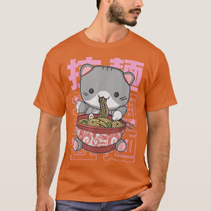Camiseta Kawaii Ramen Japanese Anime Noodles Cats Noodle Bo