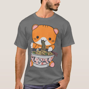 Camiseta Kawaii Ramen Kitty Cat Anime Japonês Vaporwave A