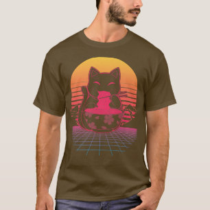 Camiseta Kawaii Ramen Neko Retro Cat Anime Noodle Japonês