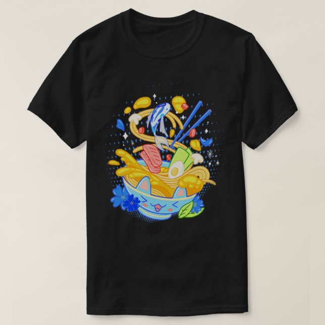 Camiseta Kawaii Ramen Noodle Bowl Otaku Japonês (Frente do Design)