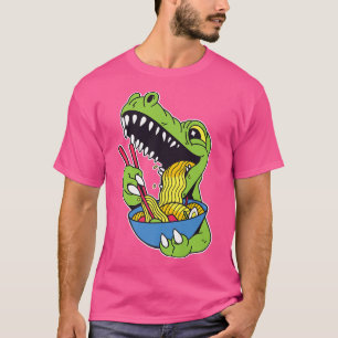 Camiseta Kawaii Ramen Noodle Trex Dinossaur Anime Para Home
