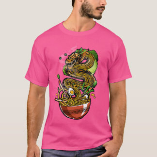 Camiseta Kawaii Ramen Noodles Bowl Chopsticks Anime Dragão