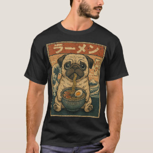 Camiseta Kawaii Ramen Pug Noodles Japoneses