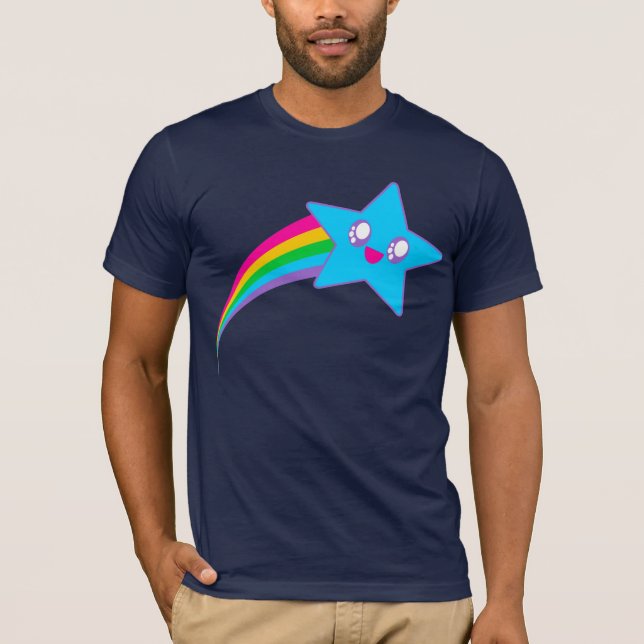 Camiseta Kawaii Rave Neon Star Rainbow (Frente)