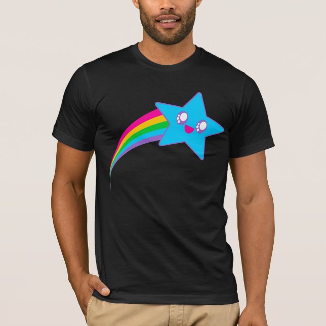 Camiseta Kawaii Rave Neon Star Rainbow (Frente)