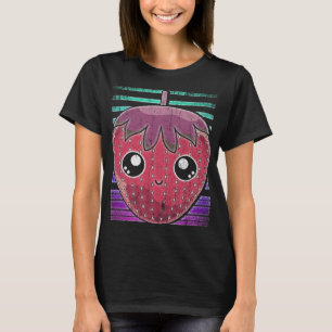 Camiseta Kawaii Red Berry Fruta Verão Retro Strawberry
