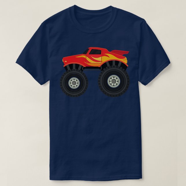 Camiseta Kawaii Red Monster Truck Cool Trucking Mud Crushin (Frente do Design)
