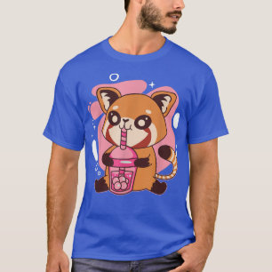 Camiseta Kawaii Red Panda Boba Tea Bubble Tea Anime Kawaii