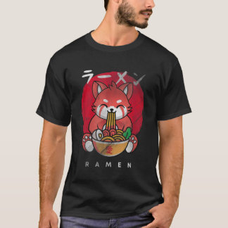 Camiseta Kawaii Red Panda Comendo Ramen I Love Ramen