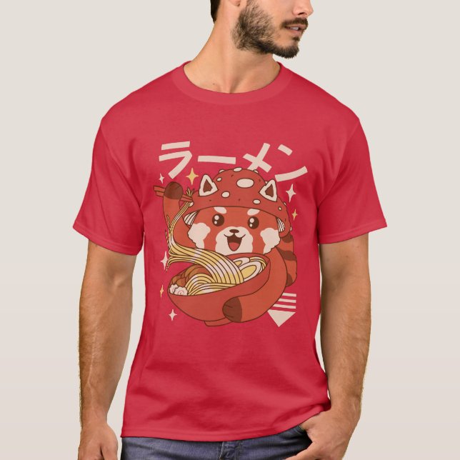 Camiseta Kawaii Red Panda Ramen (Frente)