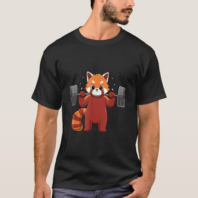 Camiseta Kawaii Red Panda Weightlifting Fitness Gym (Frente)