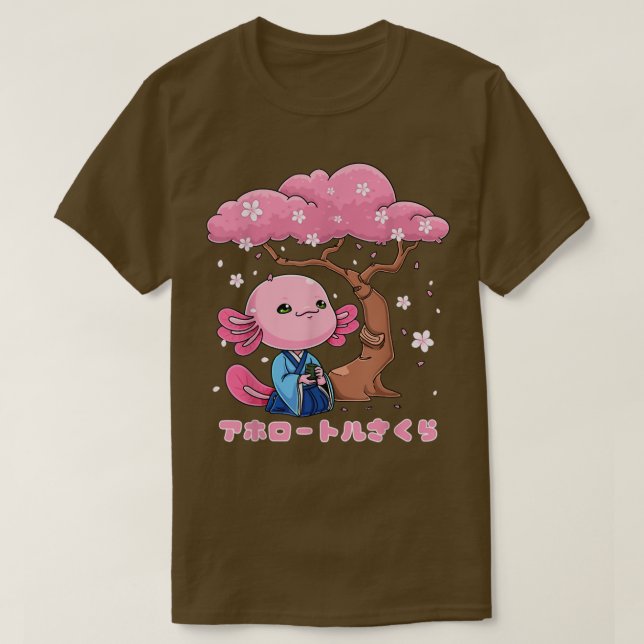 Camiseta Kawaii Sakura Aolotl Japonês Sakura Aolotl Cherry (Frente do Design)