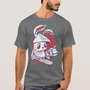 Camiseta Kawaii Samurai Rabbit Chef Fazer Cute Bunny Sushi