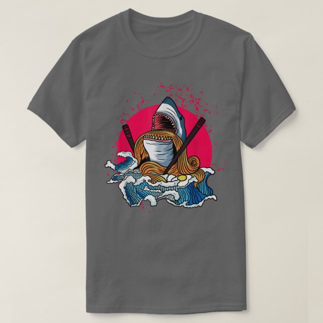 Camiseta Kawaii Shark Japan Ramen Anime (Frente do Design)