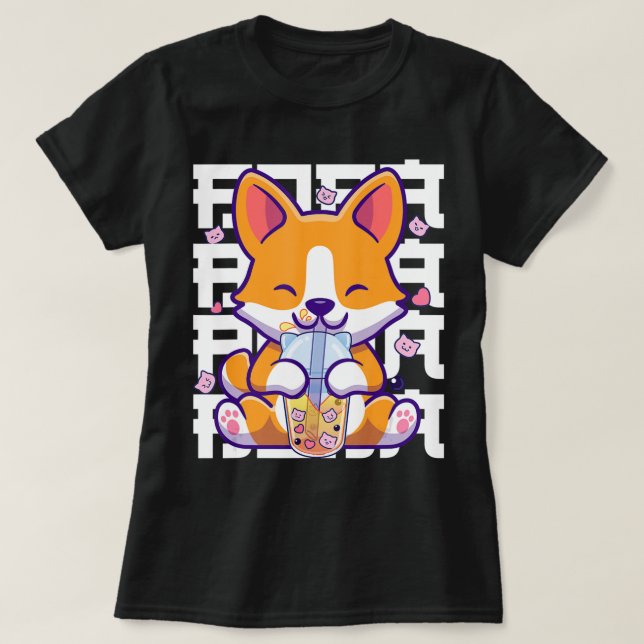 Camiseta Kawaii Shiba Inu Dog Bubble Tea Boba Anime Gifts G (Frente do Design)