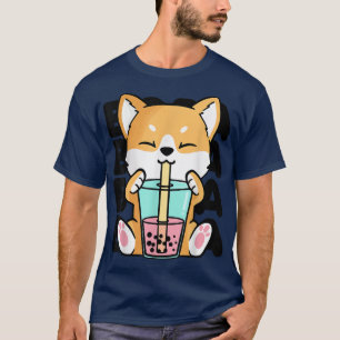 Camiseta Kawaii Shiba Inu Dog Bubble Tea Boba Anime Neko Ja