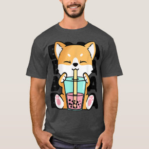 Camiseta Kawaii Shiba Inu Dog Bubble Tea Boba Anime Neko Ja