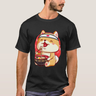 Camiseta Kawaii Shiba Inu Ramen Cute Japonês Manga Anime D