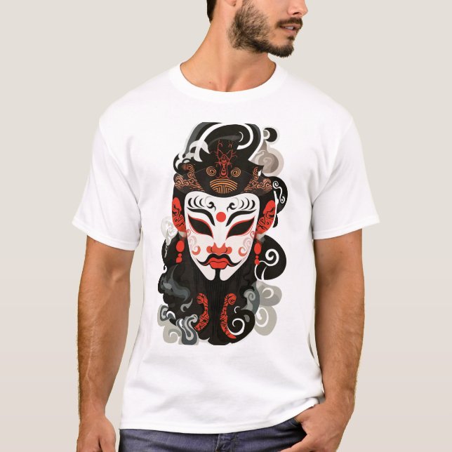 Camiseta Kawaii Sichuan Opera Rosto Máscara T-Shirt (Frente)